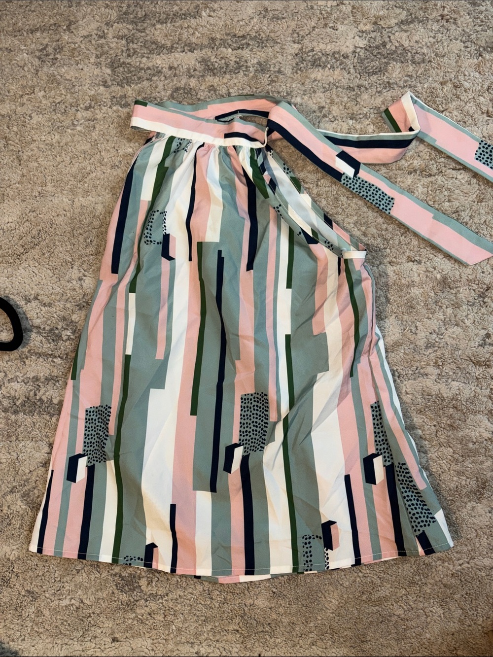 3/$15! SHEIN medium women’s blouse size 6 Geometric Stripe - Pink, Green & Navy